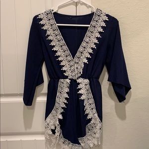 Blue lace romper